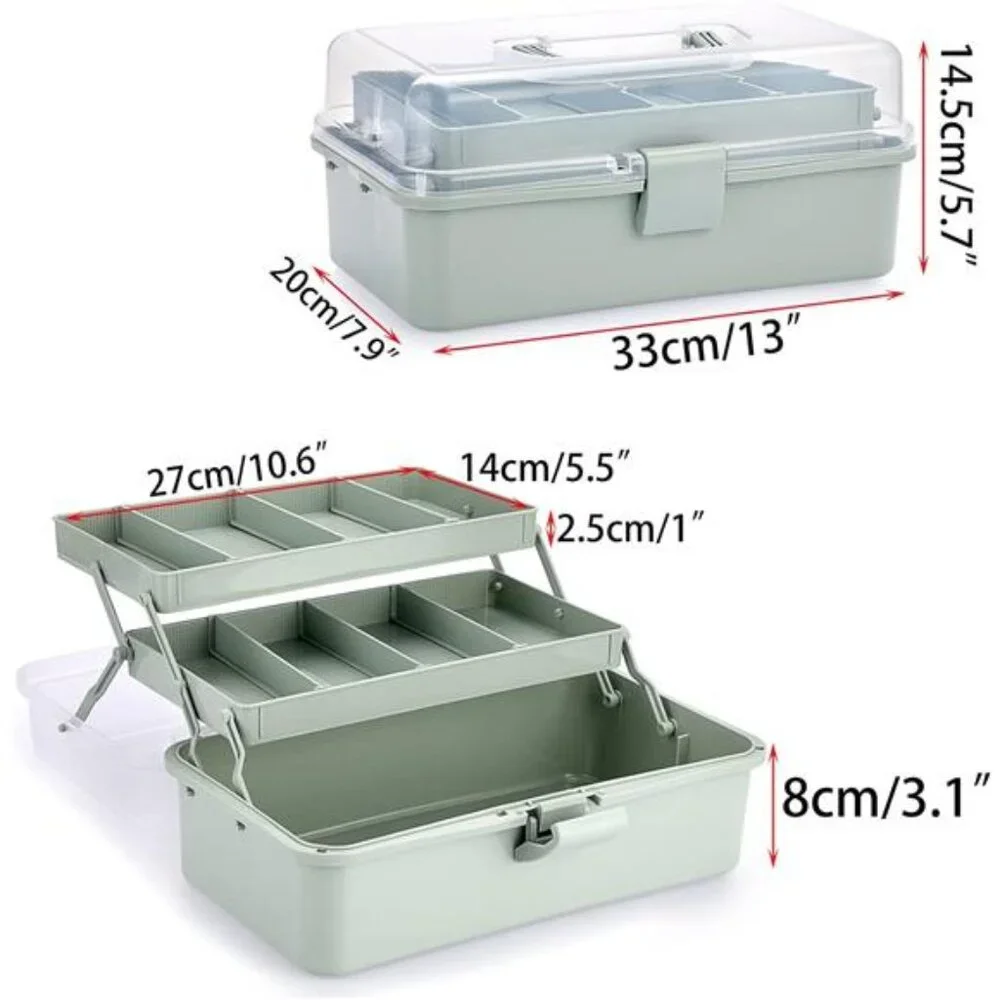 3-Layer Plastic Dividing Storage Craft Organizer with Adjustable Spacers